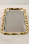 Gold Gül Detaylı Çerçeveli Sunum Tepsisi 33x18 cm | Yaren Style - Yaren Style