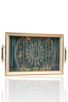 Yaren StyleLüx Kare Sunum Tepsi 49x30CmGreen Gold Kare Sunum Tepsisi, Dekoratif Simli Tepsi 49x30 Cm