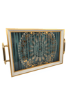 Yaren StyleLüx Kare Sunum Tepsi 49x30CmGreen Gold Kare Sunum Tepsisi, Dekoratif Simli Tepsi 49x30 Cm