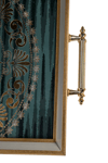 Yaren StyleLüx Kare Sunum Tepsi 49x30CmGreen Gold Kare Sunum Tepsisi, Dekoratif Simli Tepsi 49x30 Cm