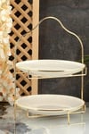 Yaren Styleİki Katlı Gold Pasta Sunumluk / Etajer / İkramlık Stand - Tabaklar Temsilidir.