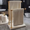 Mermer Ayaklı Metal Banyo El Havluluk Kağıt Havluluk Standı - Renk : BEYAZ GOLD AYAKLI