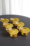 Yaren StyleZambak Çiçekli Dekoratif 6 li Gold Renk Makaronluk Lokumluk Kahve Yanı SunumlukZambak Çiçekli Dekoratif 6 li Gold Renk Makaronluk Lokumluk Kahve Yanı Sunumluk