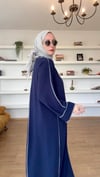 Overlog Dikiş Detaylı Lacivert Elbise