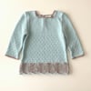 Artemis Dress Long Sleeve / 2 Color, Duck egg blue × Taupe