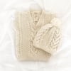 Baby Alpaca Cable Vest & Beanie Set - 100% Baby Alpaca