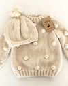 Baby Alpaca Popcorn Sweater& Beanie Set, Natural