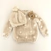 Baby Alpaca Popcorn Sweater& Beanie Set, Natural