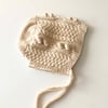 Cable Popcorn Bonnet, Natural