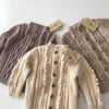 Cable Popcorn Cardigan, Beige
