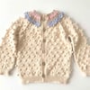 Camille Collar Cardigan, Natural×Serenity Collar