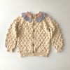 Camille Collar Cardigan, Natural×Serenity Collar