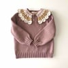 Camille Collar Sweater, Dustyrose × Latte Collar
