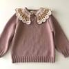 Camille Collar Sweater, Dustyrose × Latte Collar