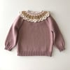 Camille Collar Sweater, Dustyrose × Latte Collar