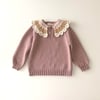 Camille Collar Sweater, Dustyrose × Latte Collar