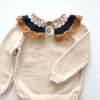 Camille Collar Sweater, Natural × Golden Brown Collar