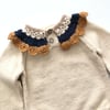 Camille Collar Sweater, Natural × Golden Brown Collar