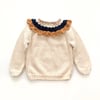Camille Collar Sweater, Natural × Golden Brown Collar