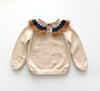 Camille Collar Sweater, Natural × Golden Brown Collar