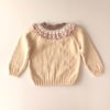 Camille Collar Sweater, Natural × Powderpink Collar