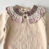 Camille Collar Sweater, Natural × Powderpink Collar