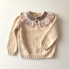 Camille Collar Sweater, Natural × Powderpink Collar