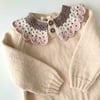 Camille Collar Sweater, Natural × Powderpink Collar