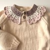 Camille Collar Sweater, Natural × Powderpink Collar