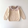 Camille Collar Sweater, Natural × Powderpink Collar