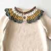 Camille Collar Sweater, Natural×Sage Collar