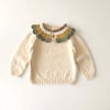 Camille Collar Sweater, Natural×Sage Collar