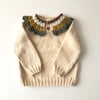 Camille Collar Sweater, Natural×Sage Collar