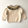 Camille Collar Sweater, Natural×Sage Collar