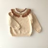 Camille Collar Sweater, Natural×Terracotta Collar