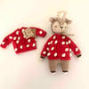 Deer Sleep Friend+Popcorn Cardigan; Christmas Set, Natural