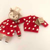 Deer Sleep Friend+Popcorn Cardigan; Christmas Set, Natural