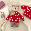 Deer Sleep Friend+Popcorn Cardigan; Christmas Set, Natural