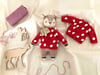 Deer Sleep Friend+Popcorn Cardigan; Christmas Set, Natural