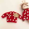 Deer Sleep Friend+Popcorn Cardigan; Christmas Set, Natural