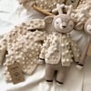 Deer Sleep Friend+Popcorn Cardigan Set, Natural