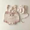 Macaron Romper & Blossom Popcorn Bonnet Set, Exclusive Confetti - Custom Color