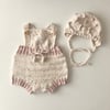 Macaron Romper & Blossom Popcorn Bonnet Set, Exclusive Confetti - Custom Color