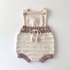 Macaron  Romper, Exclusive Confetti - Tea garden × Taupe
