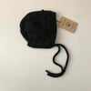 Popcorn Cardigan × Bonnet Set, Black