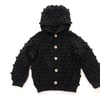 Popcorn Hoodie Cardigan, Black