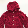Popcorn Hoodie Cardigan, Deep red