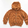 Popcorn Hoodie Cardigan, Golden Brown