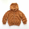 Popcorn Hoodie Cardigan, Golden Brown