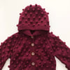 Popcorn Hoodie Cardigan, Mulberry